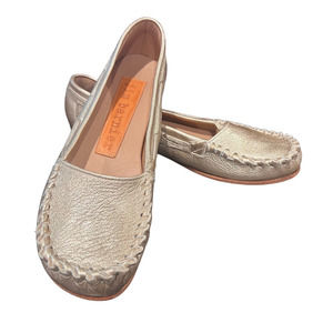 Jim Barnier Womens Size 11 Molly Moccasin Gold Metallic Lamb Leather Free People